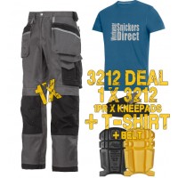 Snickers 3212 Work Trousers & SD T-Shirt, Kneepads & Belt