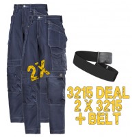 Snickers 2 x 3215 Kit Inc A PTD Belt Comfort Cotton Workwear Trousers