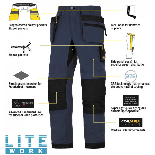 37.5 Hot weather Work Trousers with Knee Pad & Holster Pockets 6206 Lite Work